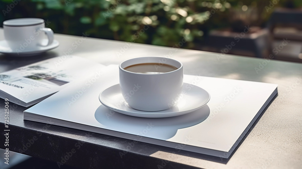 Mockup. White Brochure on Modern Table Template for Product Mockup. White Brochure on Modern Table Template for Product