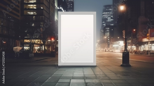 Mockup. White Out-of-Home Poster in City Template for Product