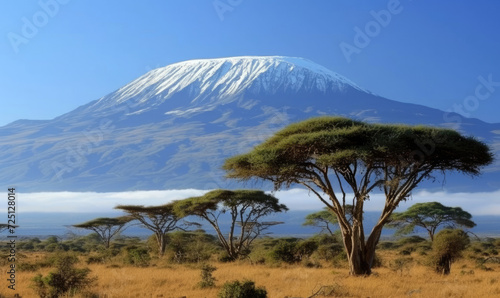 Snow on top of Mount Kilimanjaro in Tanzania 