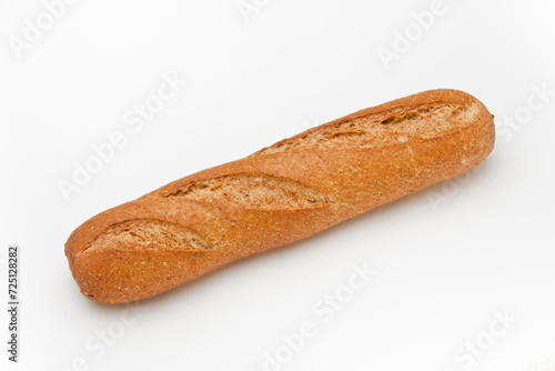 loaf of integral bread on white background, small size