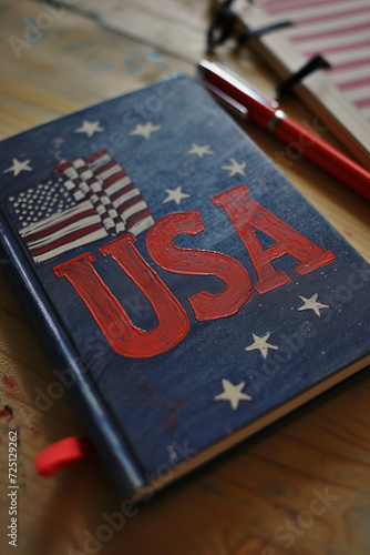 USA - Notebook Cover with Patriotic American Flag Gen AI photo