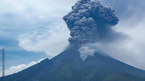 Scenes of volcanic eruptions, dark dense clouds, hot ash plumes and ominous ash showers. photo