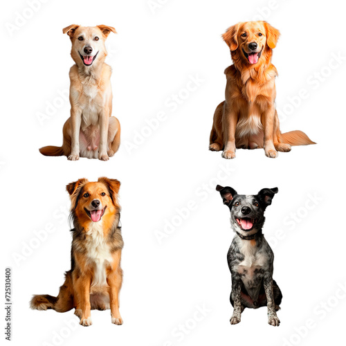 Set of happy dogs