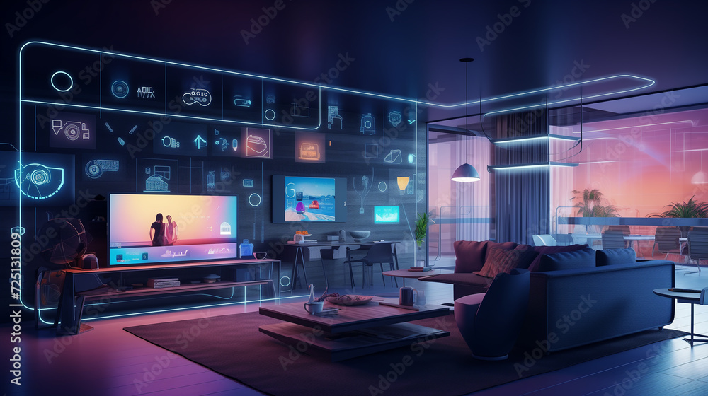 Suite Tech: modern room with digital smart home system controls