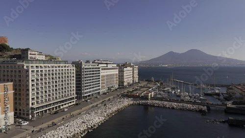 Aerial view of Castel Nuovo castles in Naples, Italy famous tourist destination in southern Italy photo