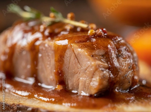 Gourmet loin dish with barbecue sauce