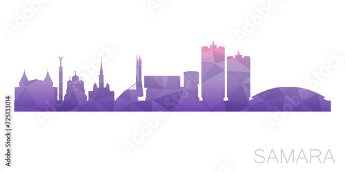 Samara, Russia Low Poly Skyline Clip Art City Design. Geometric Polygon Graphic Horizon Icon. Vector Illustration Symbol.