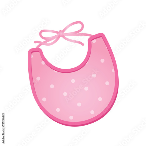 Baby girl bib in pink color with dots.
