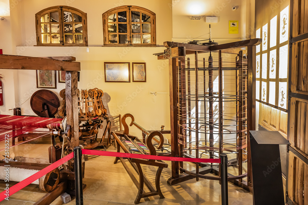 Interior of Silk Museum in Higher Art College of Silk. Silk Museum