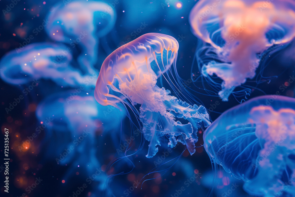 Luminous jellyfish galaxy composed of luminous jellyfish-like organisms.