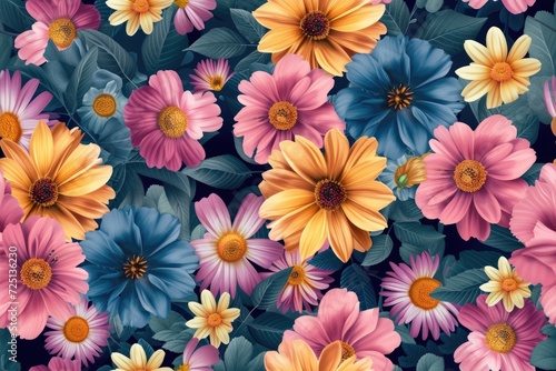 A colorful seamless floral pattern.