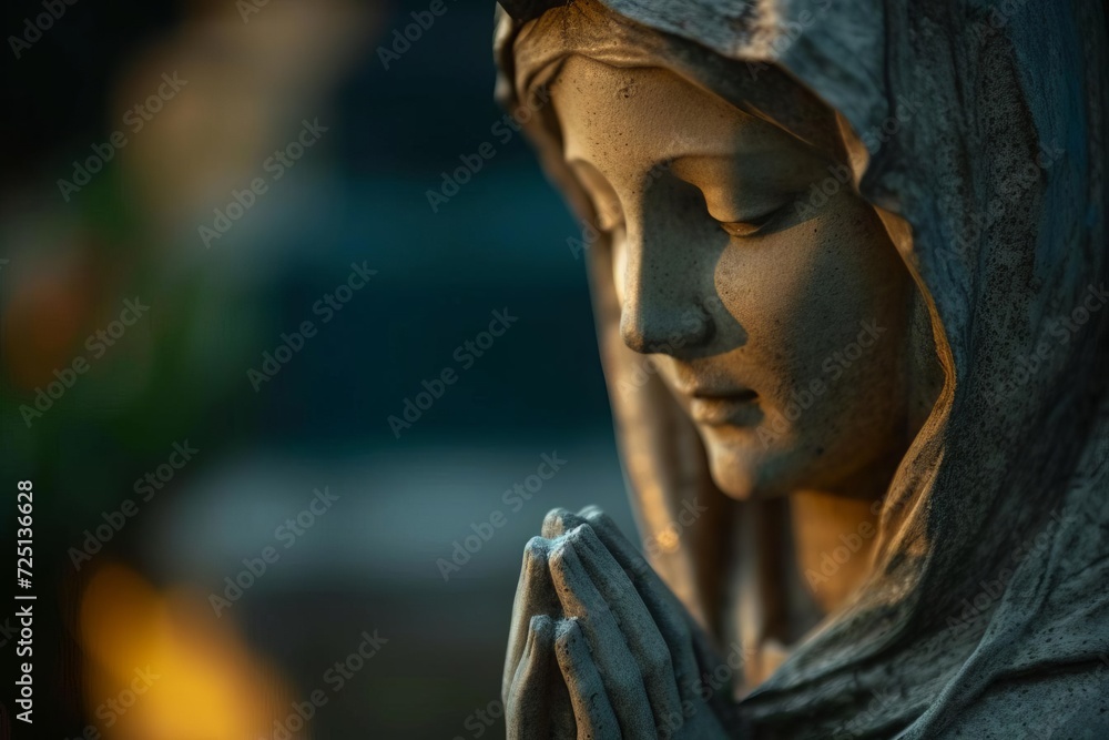 An evocative scene of mary The mother of jesus In a moment of contemplative prayer