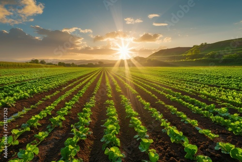Agricultural field. Background with selective focus and copy space