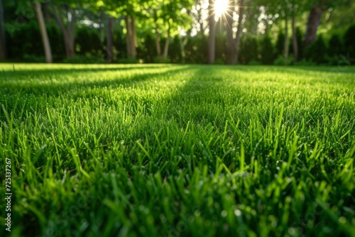 Lawn with cut grass. Background with selective focus and copy space