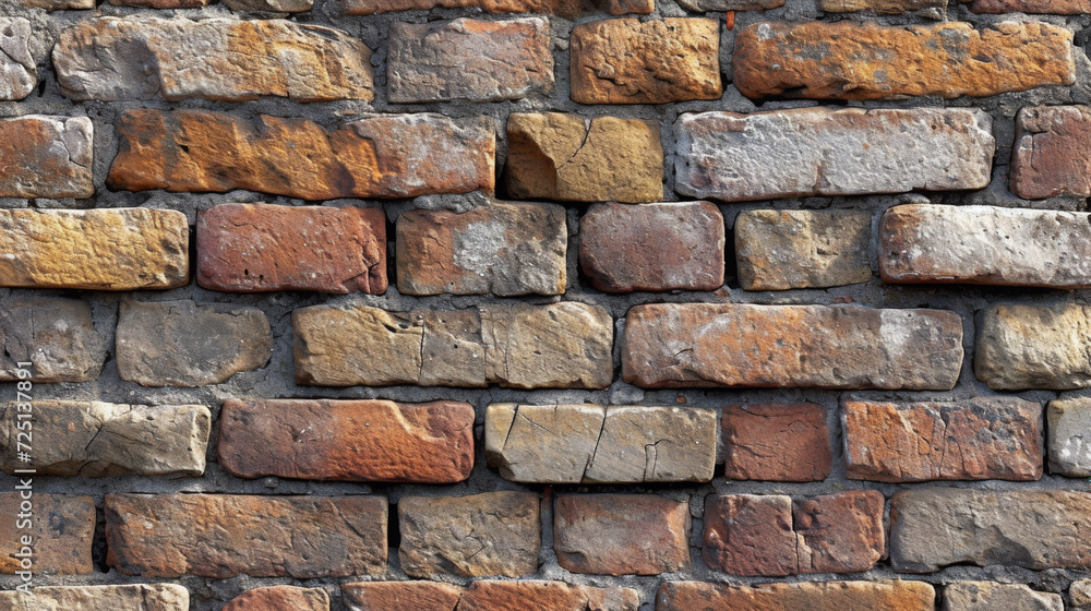 Naklejka premium Old Textured Brickwork Background with Mixed Color Stones