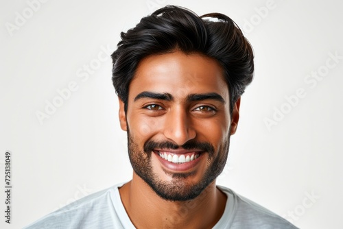 Studio portrait of a man. Background with selective focus and copy space