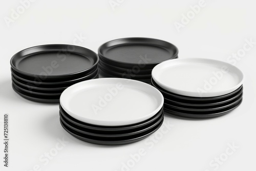 Ceramic plates. Backdrop with selective focus and copy space