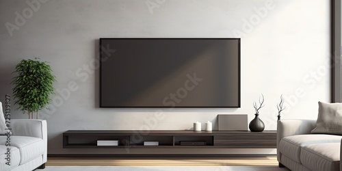 Modern flat screen TV mounted on living room wall.