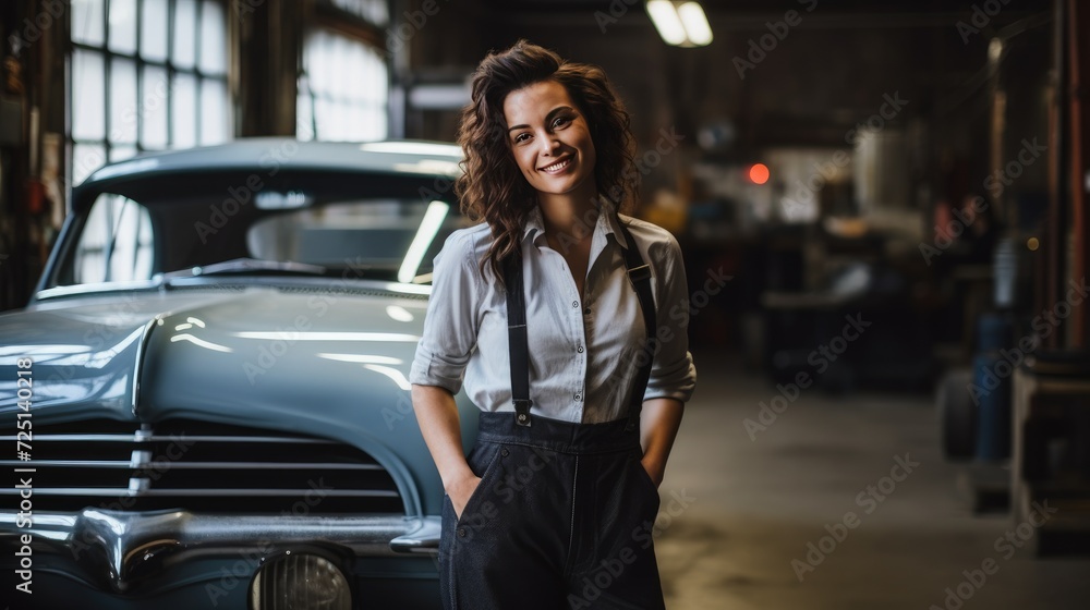 Fototapeta premium Young female mechanic