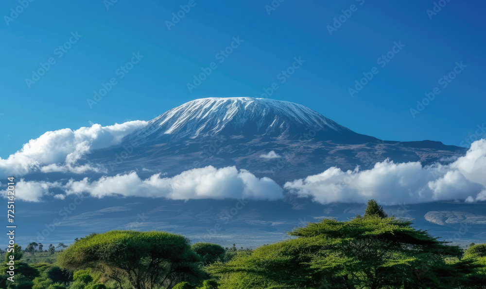 Snow on top of Mount Kilimanjaro in Tanzania