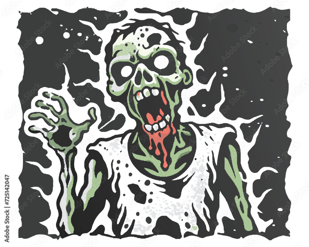 Skeleton zombie vector art. Comic style. Skeleton zombie vector art. Comic style.