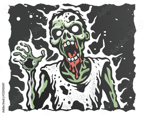 Skeleton zombie vector art. Comic style. 