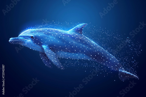 Fototapeta dolphin . Digital wireframe polygon illustration. technology of lines and points.