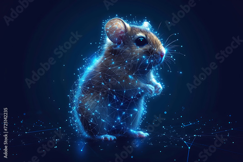 Hamster . Digital wireframe polygon illustration. technology of lines and points.