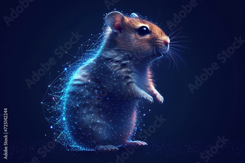 guinea pig. Digital wireframe polygon illustration. technology of lines and points. photo