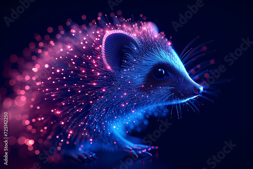 hedgehog. Digital wireframe polygon illustration. technology of lines and points