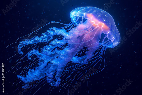 jellyfish. Digital wireframe polygon illustration. technology of lines and points.  © Evhen Pylypchuk