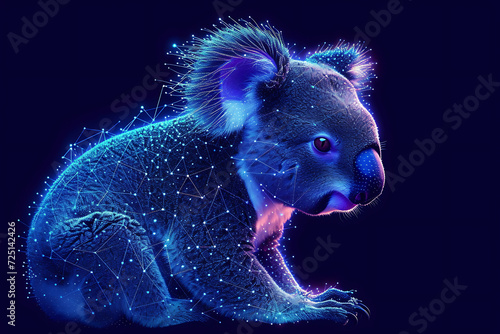koala. Digital wireframe polygon illustration. technology of lines and points.