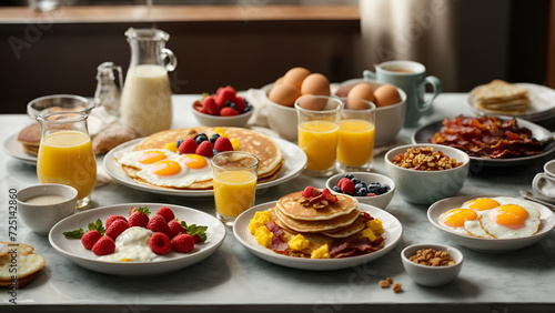 healthy breakfast spread on a table