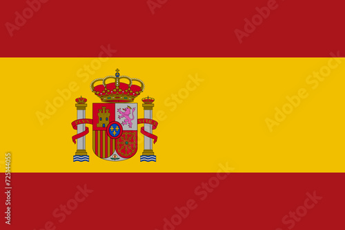 Red and yellow national flag of Southern European country of Spain. Illustration made February 1st, 2024, Zurich, Switzerland.