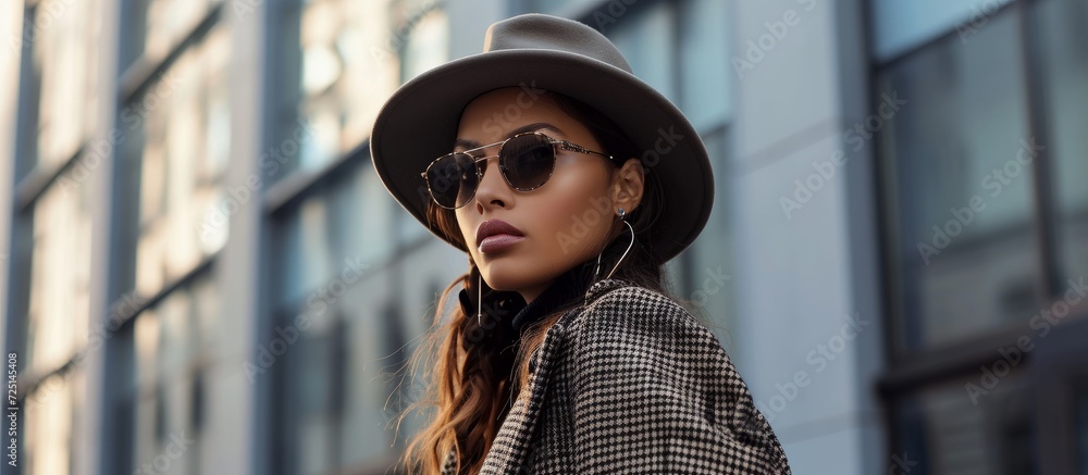 Fashionable model posing in a stylish coat and hat. Fashionable model posing in a stylish coat and hat.