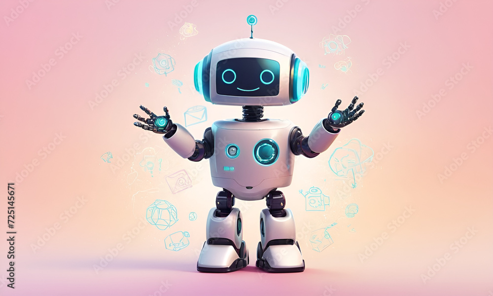 Fototapeta premium adorable robot set against a light gradient background