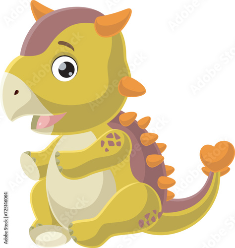 Cute baby ankylosaurus dinosaur cartoon sitting