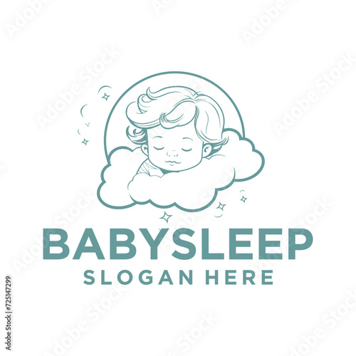 Cute baby sleep logo vector illustration