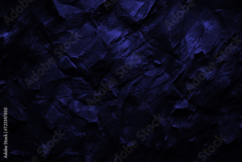 Navy stone background for banner wallpaper design. Blue rock grunge texture. Mountain surface close-up cracked empty copy space