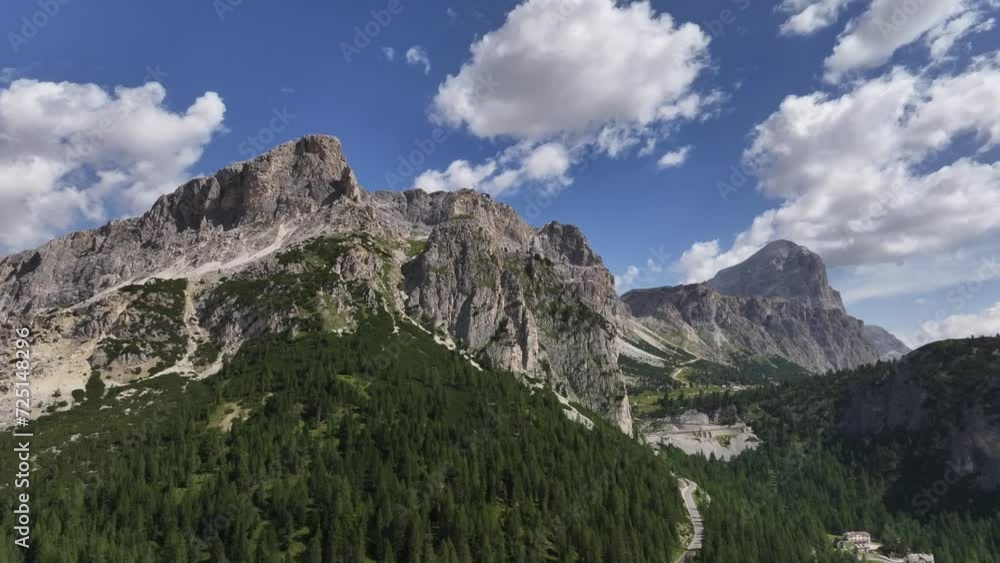 aerial landscape of dolomites with some clouds aerial landscape of dolomites with some clouds