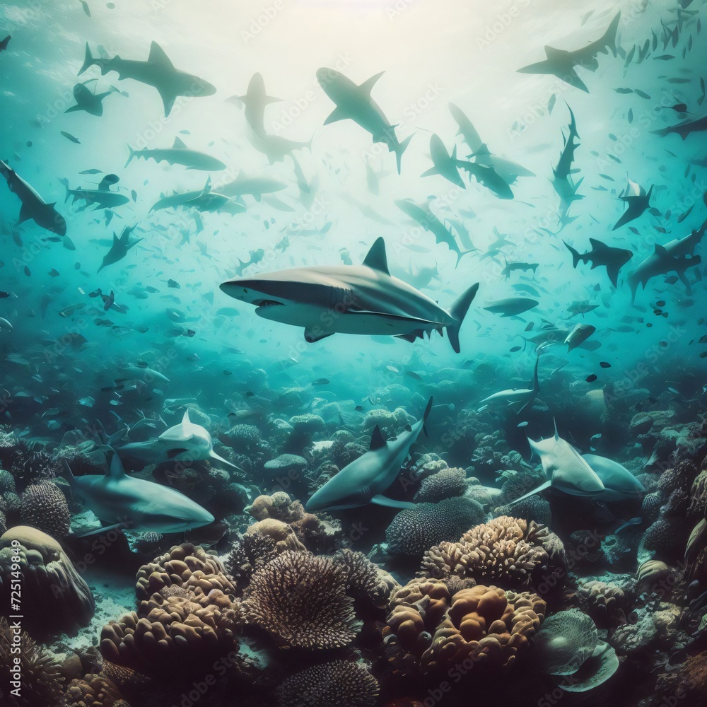 Fototapeta premium Shark among sharks