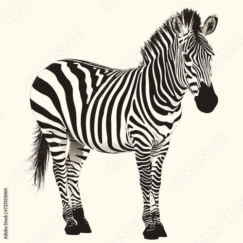A vector black silhouette zebra on white background.