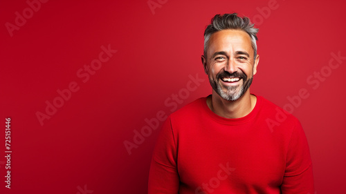 Happy smiling middle aged adult man on a solid background