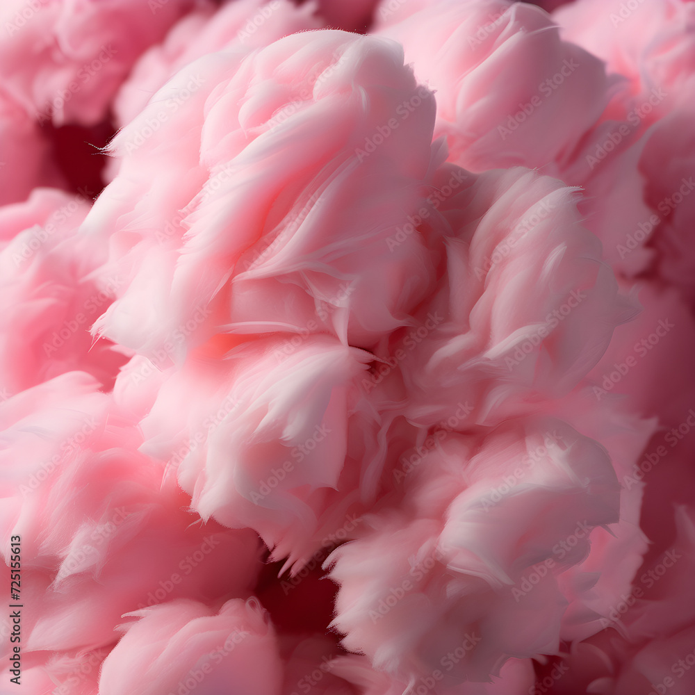 pink rose petals Sweet pink cotton candy as background, closeup view peach fuzz color
