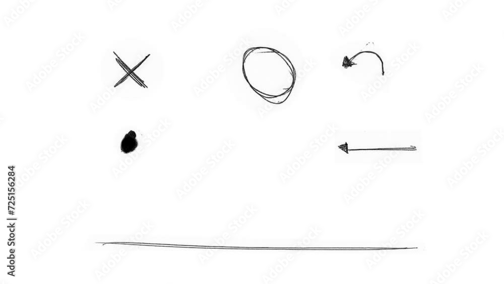 Grunge, animated paint and pen textures on a white background.