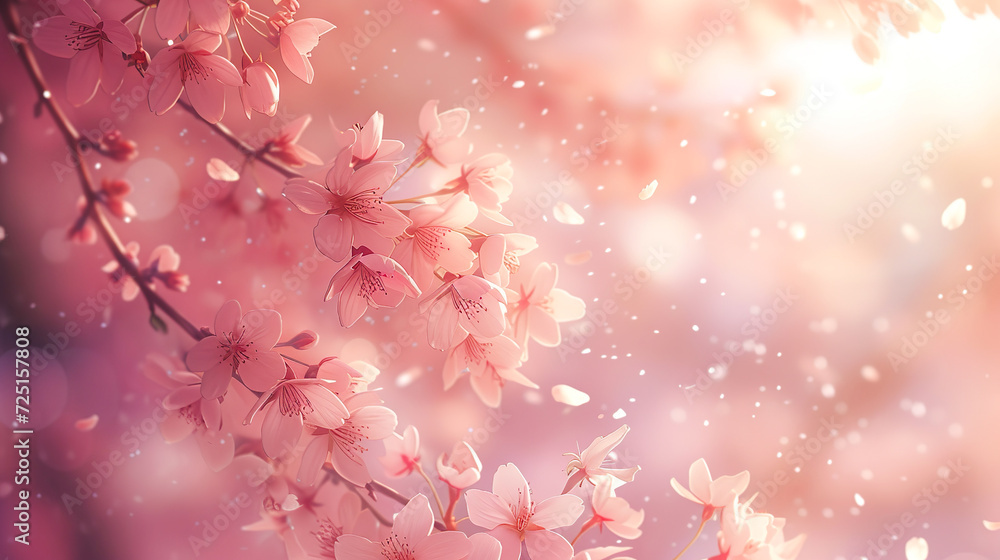 満開の桜の枝のイラスト背景