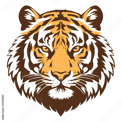 A simple logo of a tiger  2D flat vector style.