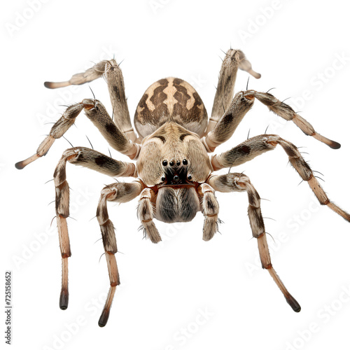 Jumping gray spider isolated on transparent background