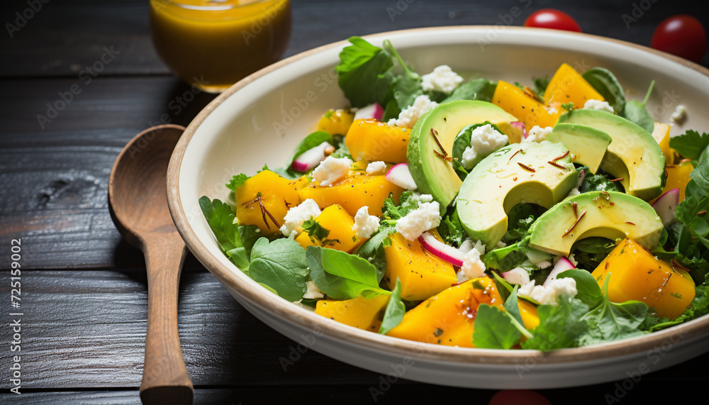 Freshness and healthy eating on a plate of vegetarian gourmet generated by AI Freshness and healthy eating on a plate of vegetarian gourmet generated by AI