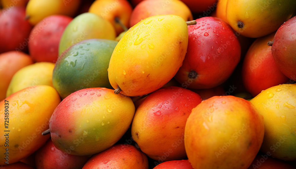 Fresh fruit, nature healthy eating, ripe and vibrant colors generated by AI Fresh fruit, nature healthy eating, ripe and vibrant colors generated by AI